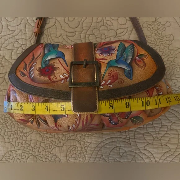 Anuschka Flying Jewels Small Ruched Flap Boho Shoulder Bag Limited Ed, Like New - Picture 10 of 14